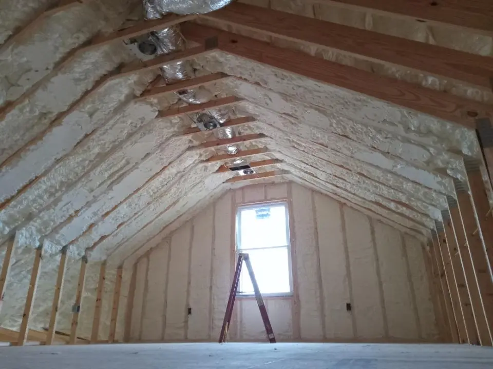 Spray foam roofing application for Crawl Space Insulation project in Upper Makefield